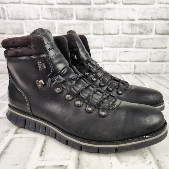 Cole Haan ZeroGrand Hiker Men's Size 12 M Black Leather Waterproof Outdoor Boots - Picture 1 of 11